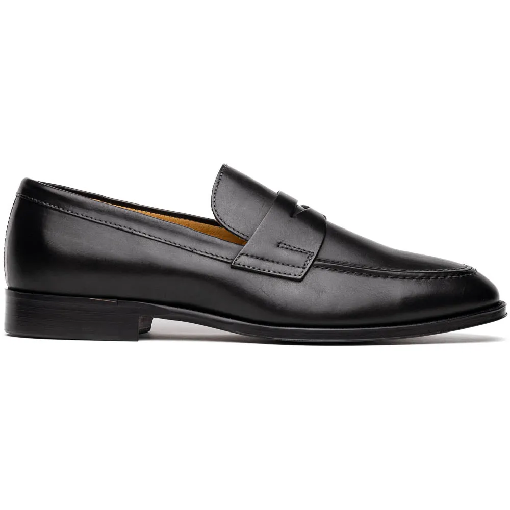 15-200-BLK ROMA Calfskin Penny Loafer, Black