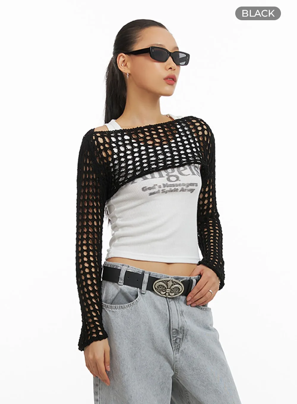 Crochet Knit Bolero Sweater IA417