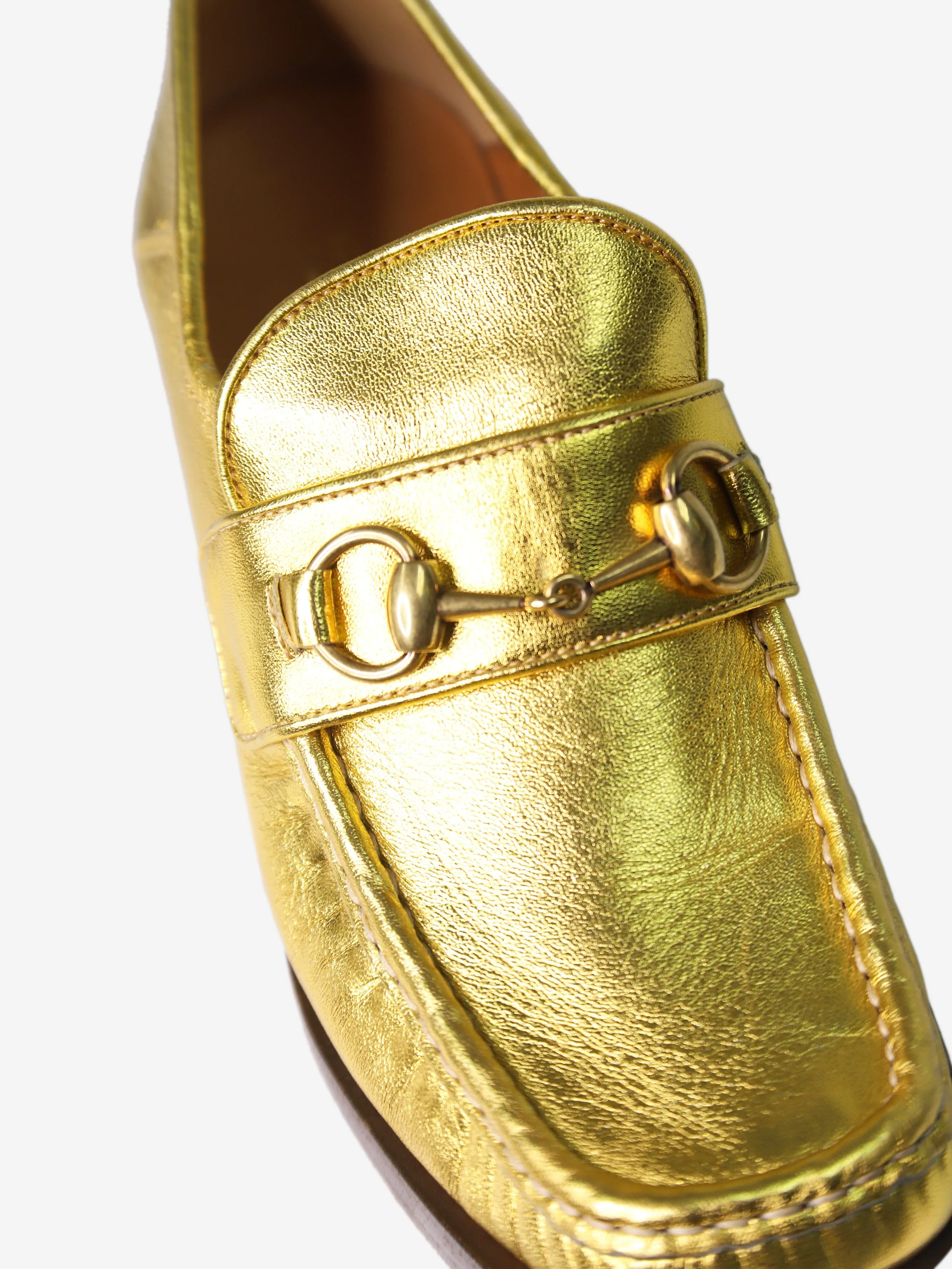 Gold heeled metallic loafers - size EU 38.5