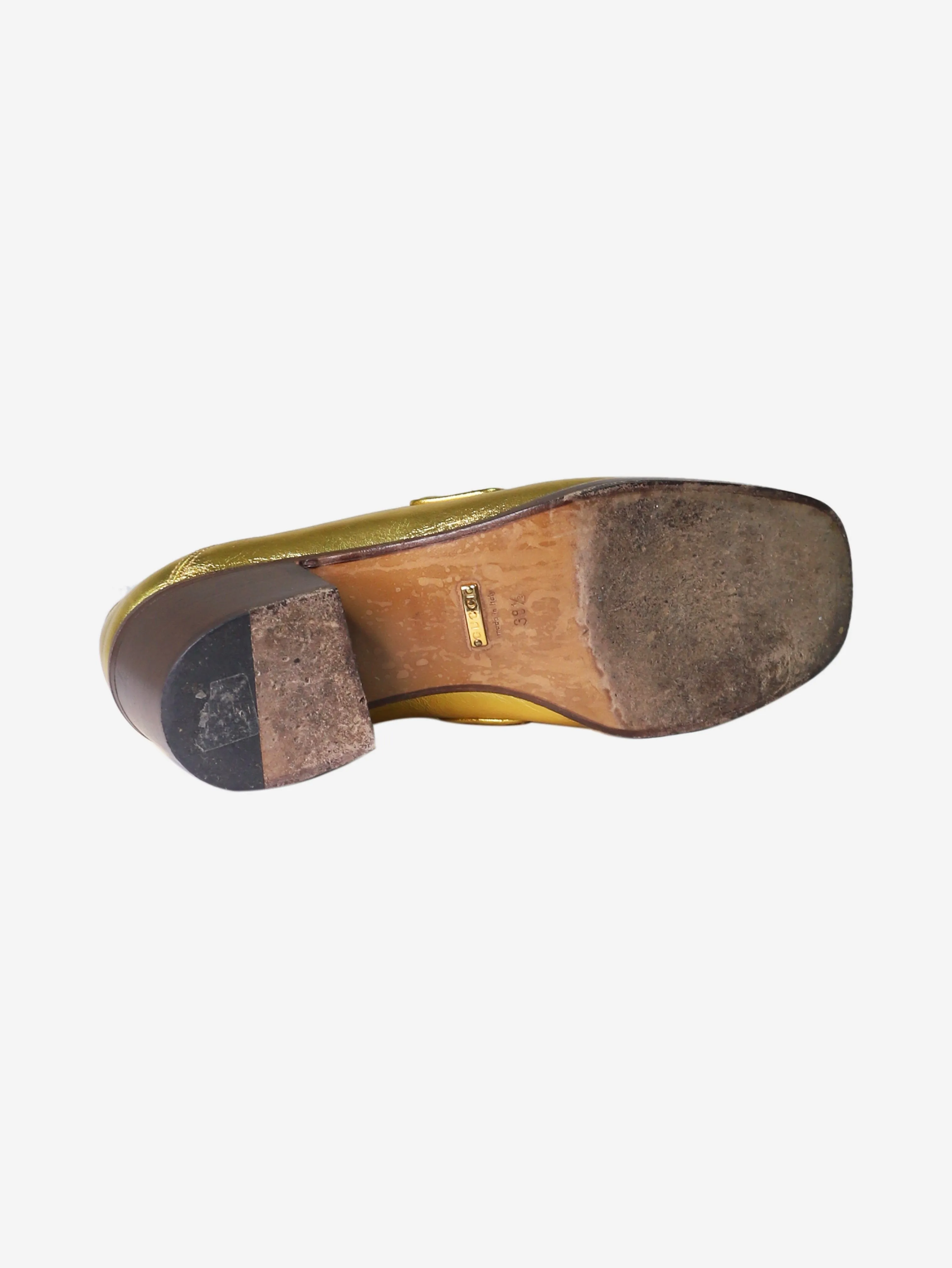 Gold heeled metallic loafers - size EU 38.5