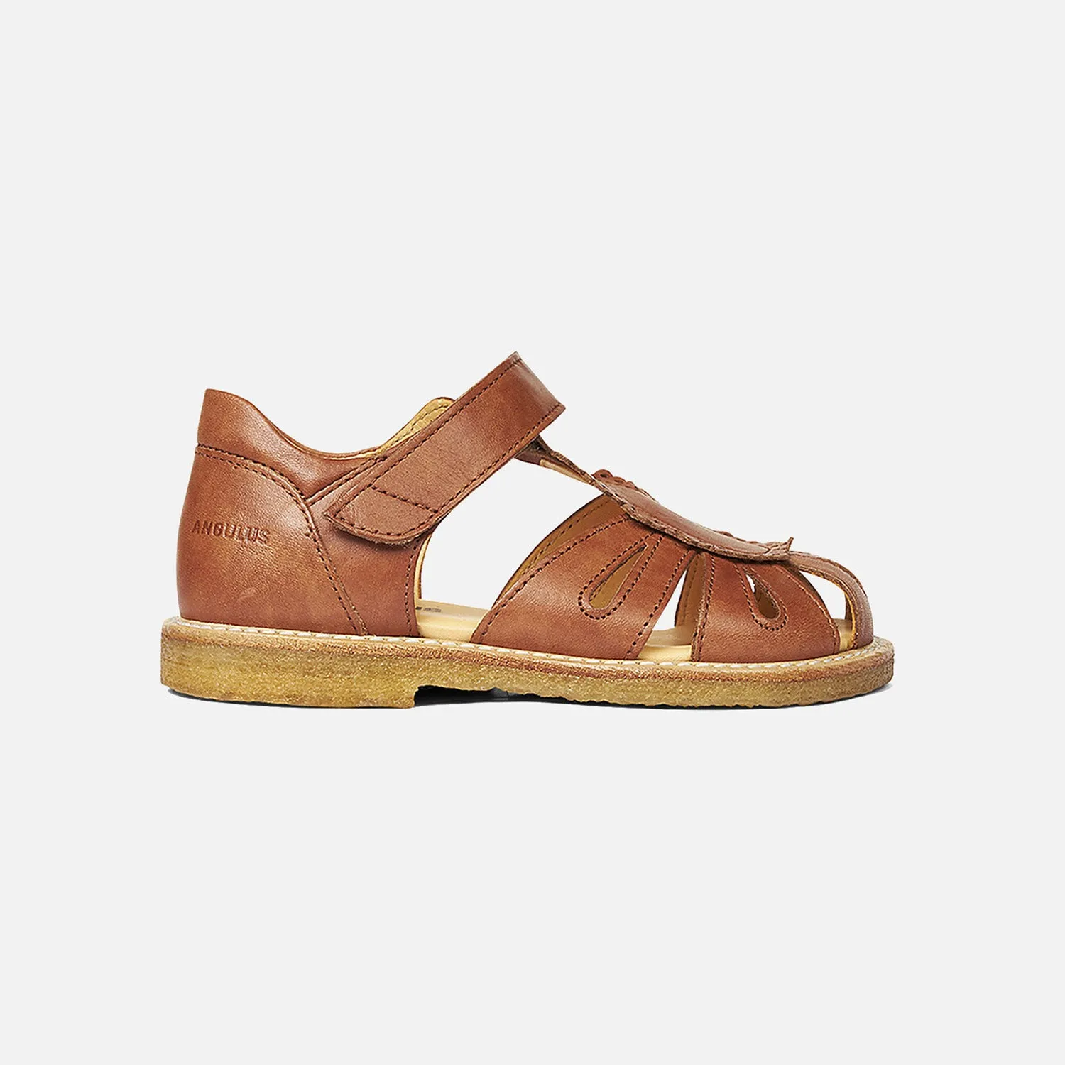 Kids Leather Petal Scallop Sandals - Tan