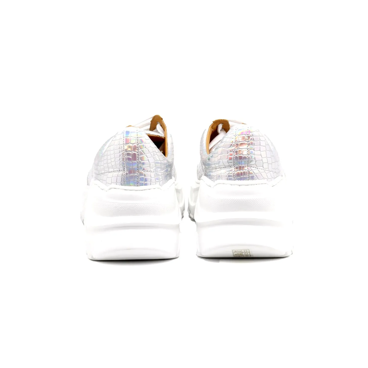 Mister Loza 39190 Men's Shoes White Crocodile Print Leather Sneakers (MIS1136)