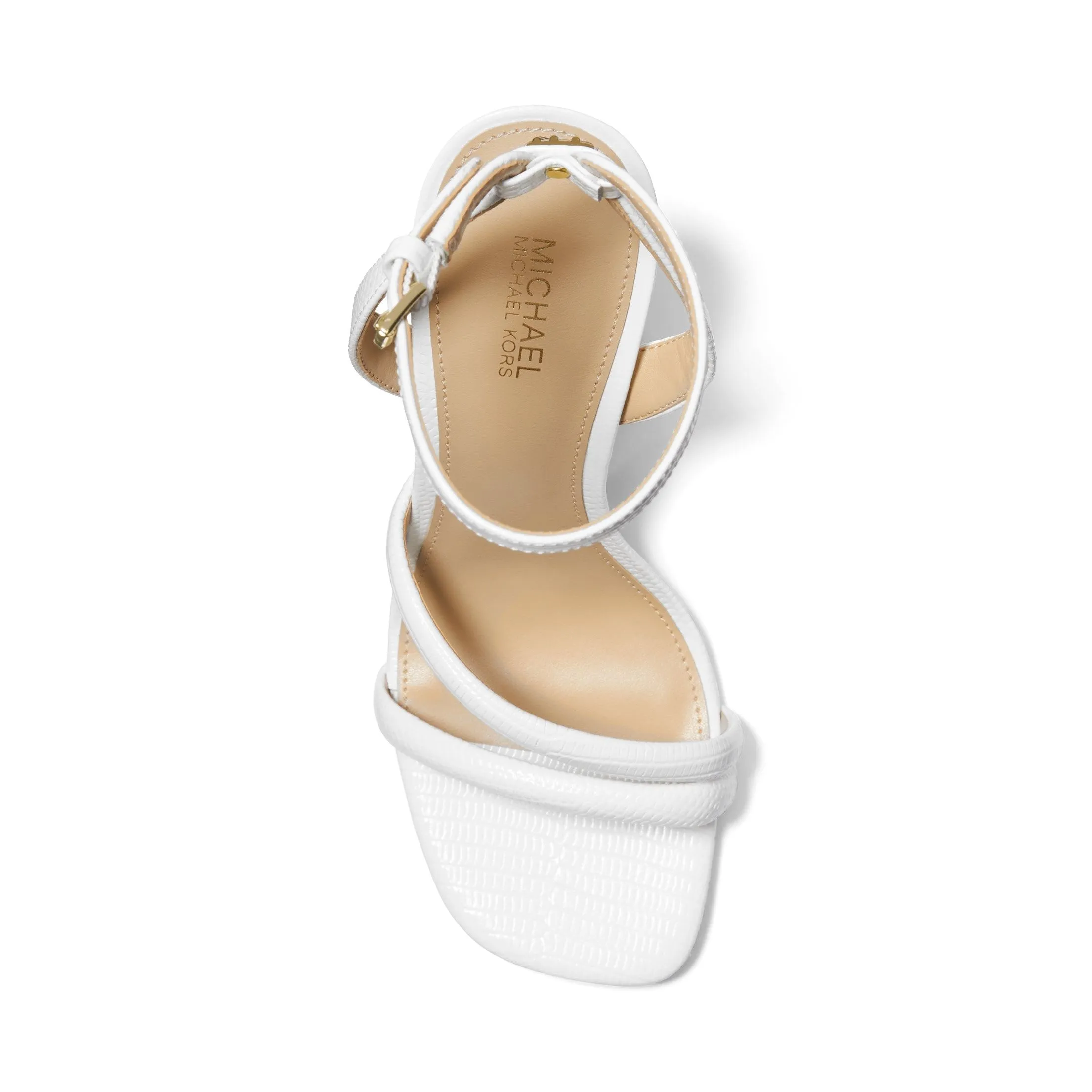 Nadina Lizard Embossed Leather Wedge Sandal