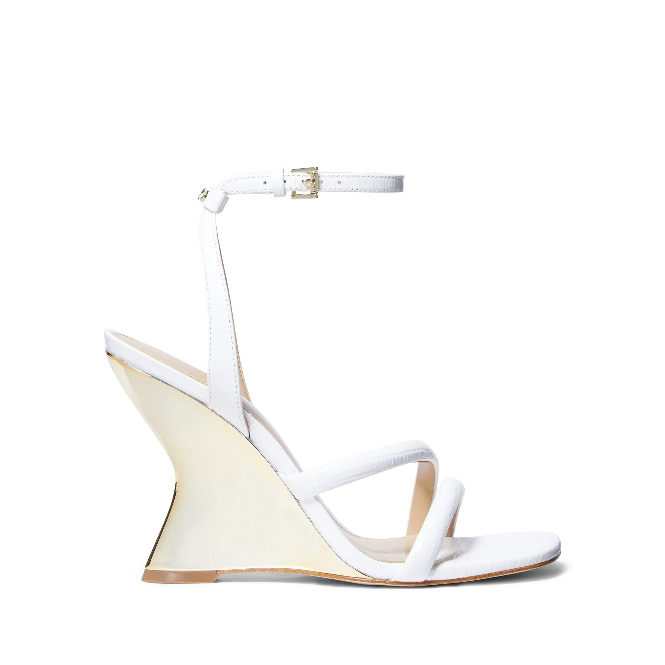 Nadina Lizard Embossed Leather Wedge Sandal
