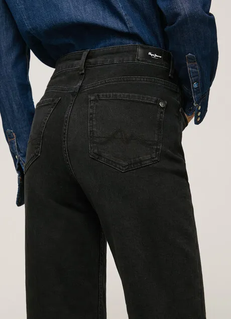Pepe Jeans Women's high-waisted jeans trousers Lexa Sky Wide Fit High PL204162XF18 000 denim black 