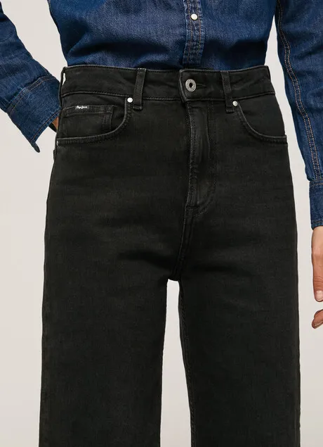 Pepe Jeans Women's high-waisted jeans trousers Lexa Sky Wide Fit High PL204162XF18 000 denim black 