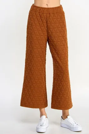 Rust Quilted Cropped Wide Pants