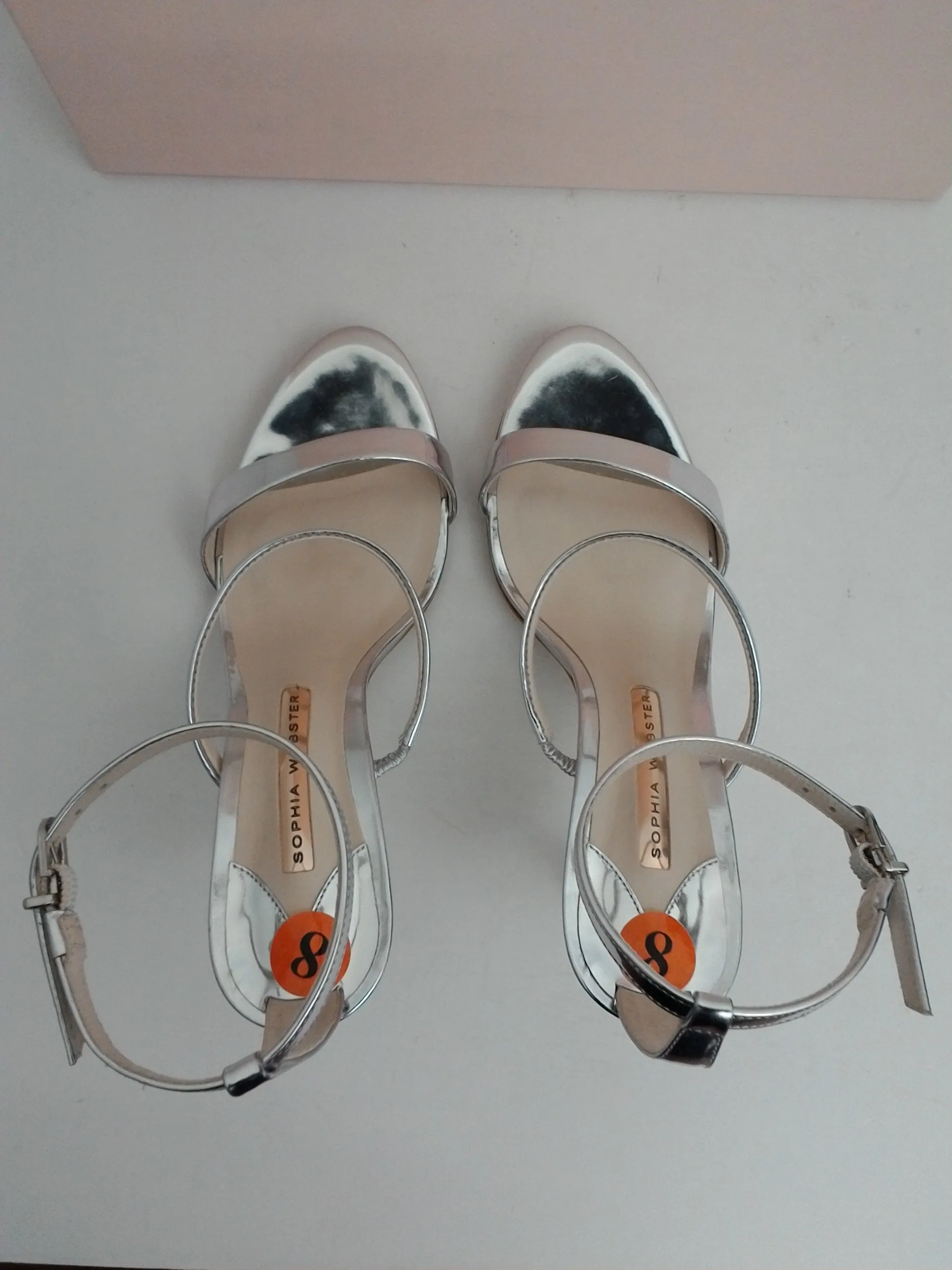 Sophia Webster Women's Rosalind Crystal Silver Heeled Sandal Size 38 M