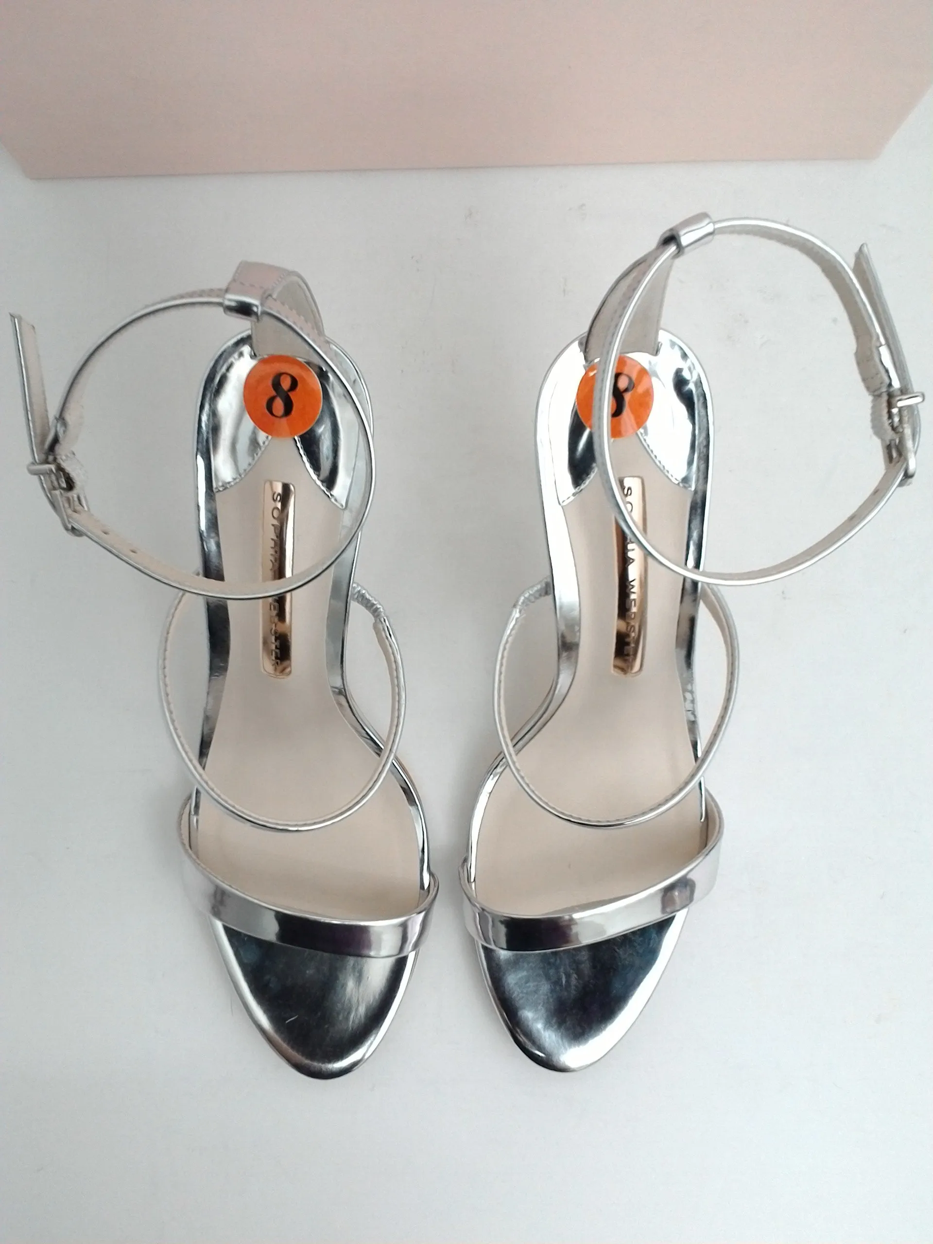 Sophia Webster Women's Rosalind Crystal Silver Heeled Sandal Size 38 M
