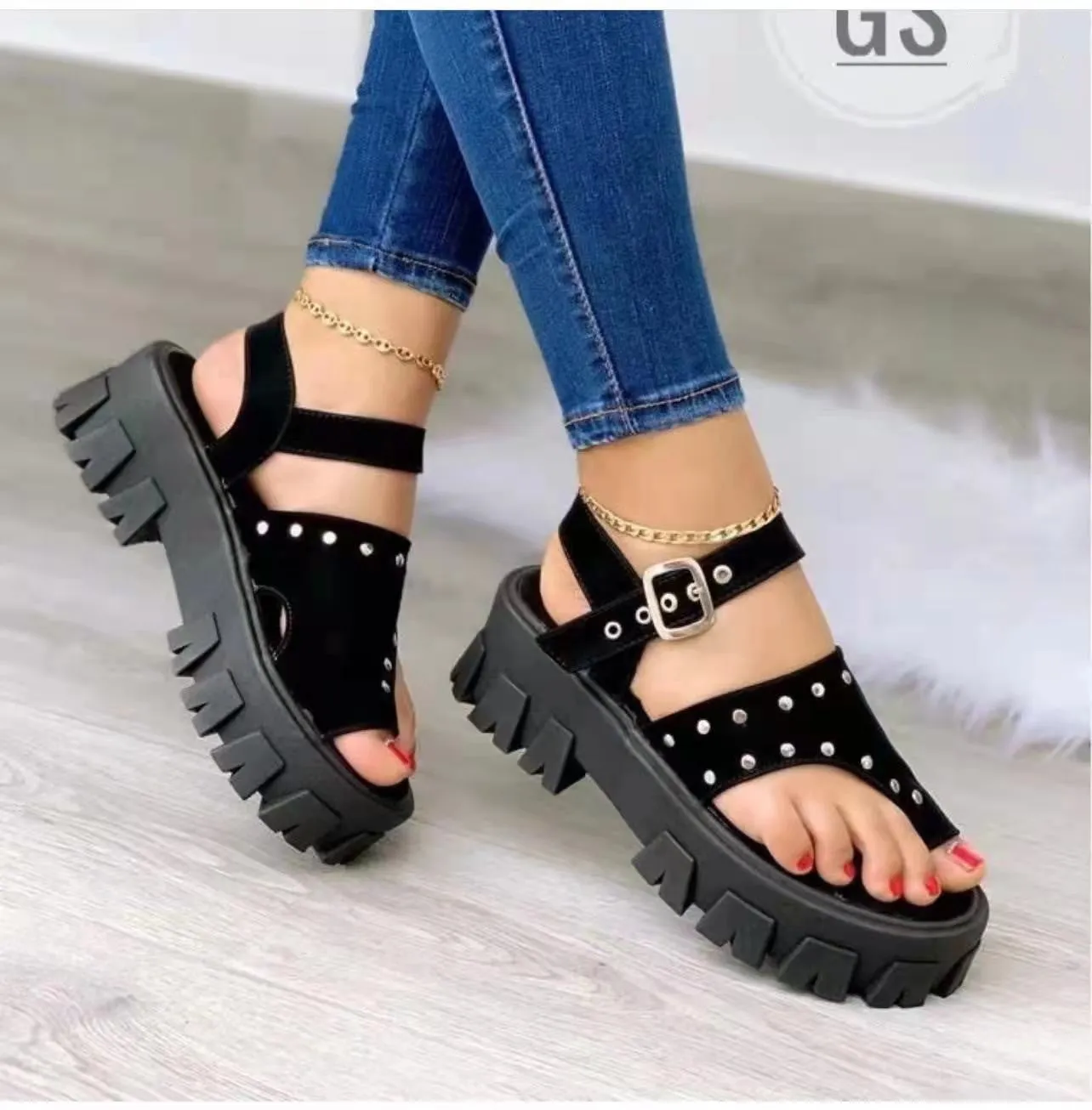 Thick bottom buckle high-heeled sandals HPSD211
