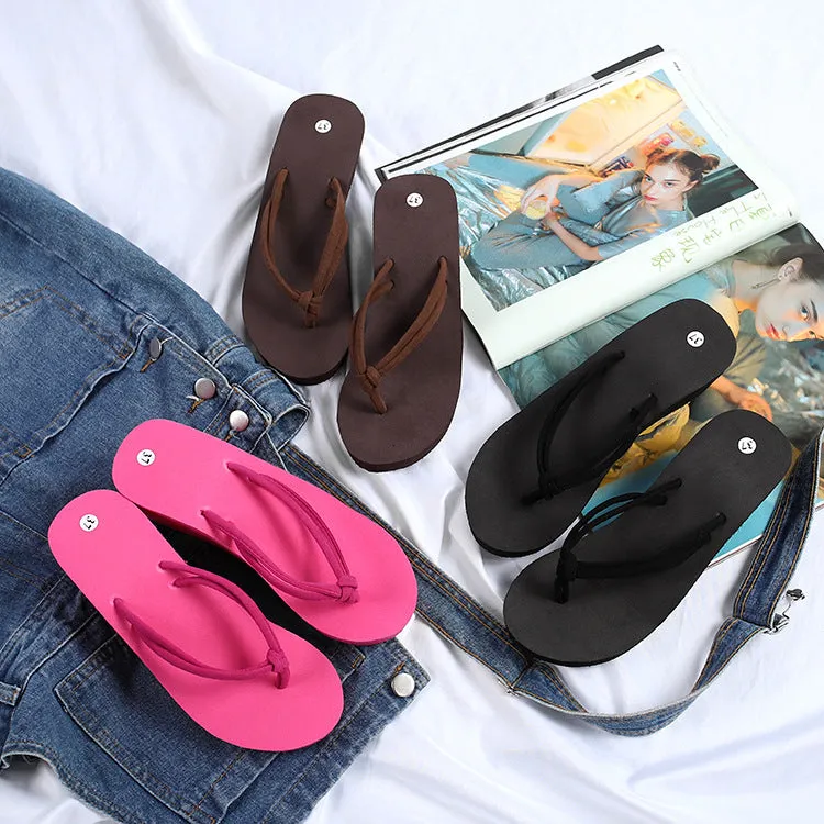 Women's Thick-soled  High-heeled Flip-flops - Women's shoes