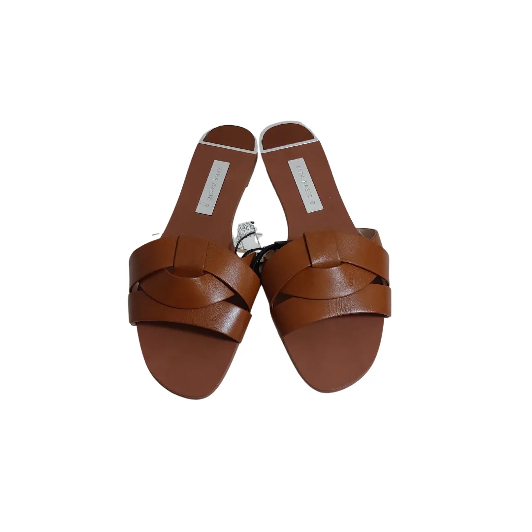 ZARA Brown Leather Flats | Brand New |